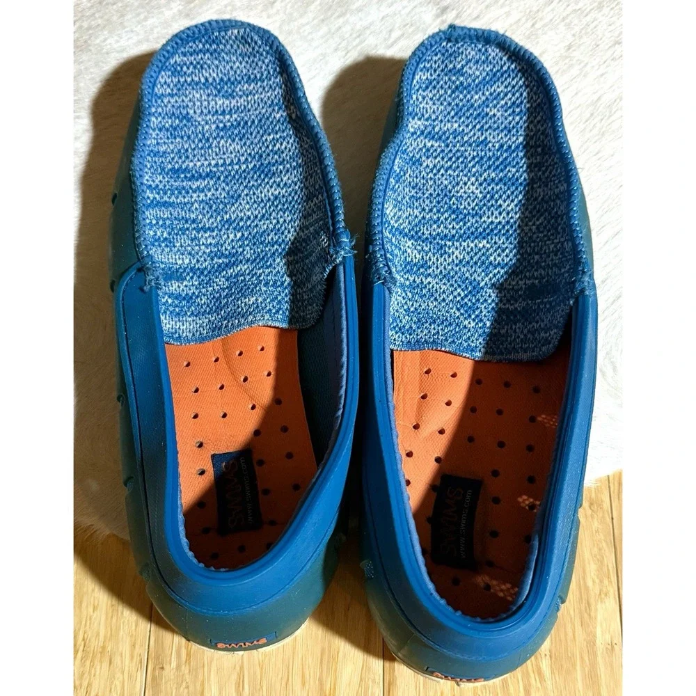 Swims Striped Venetian Loafers Boat Shoe Water Moccasin Men's SlipOn Size 9 Blue